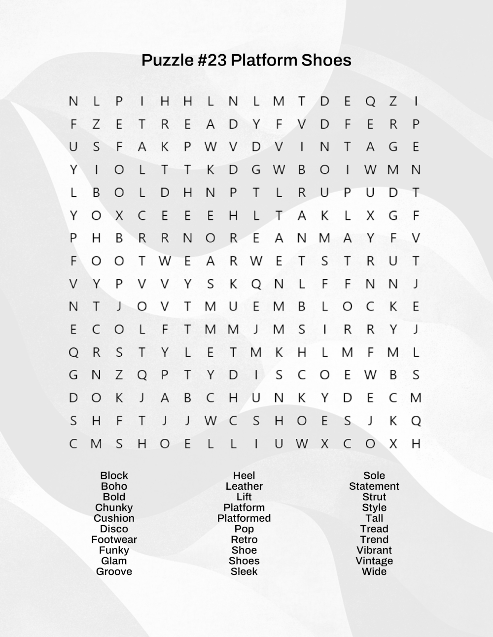 1970s Word Search Sample 2