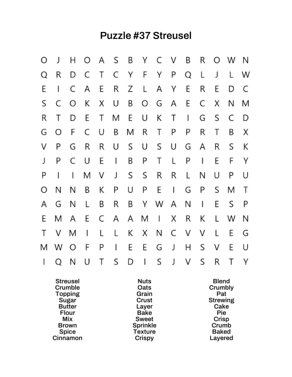 Baking Word Search Sample 1