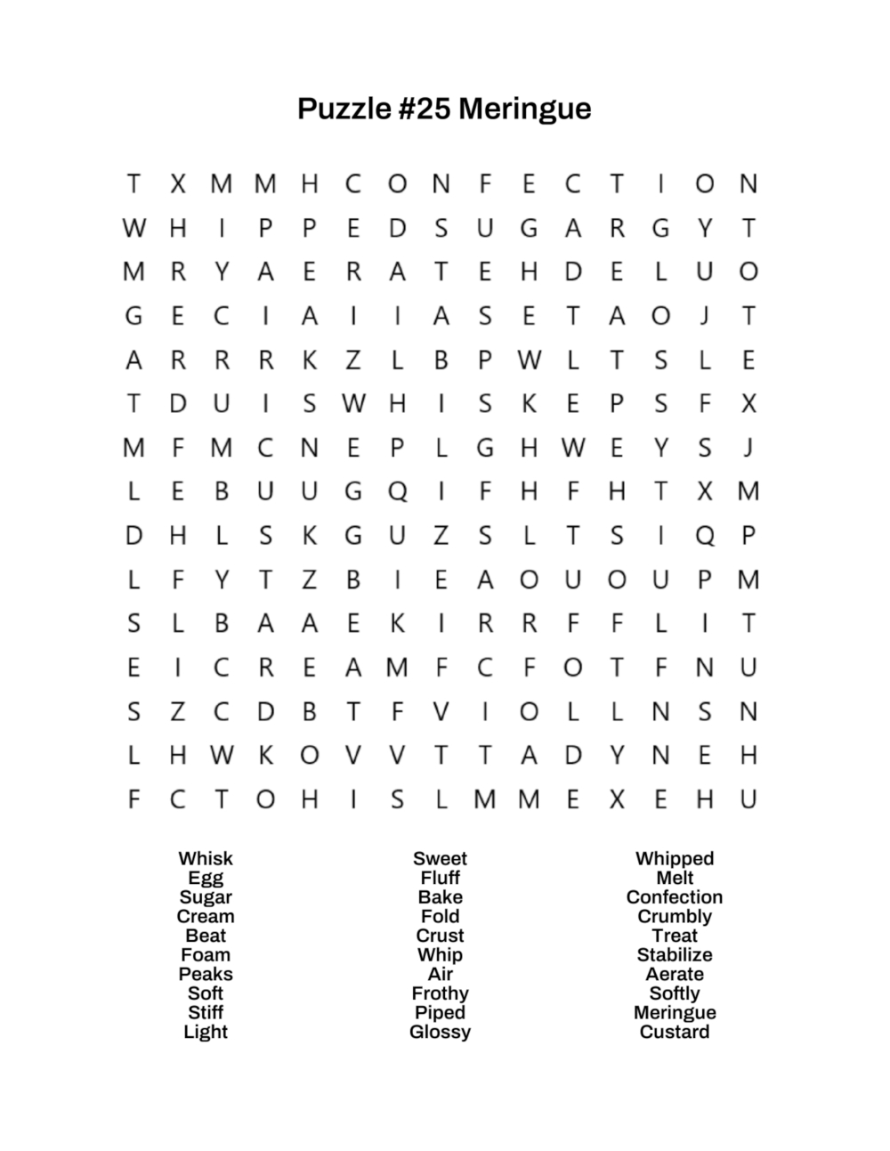 Baking Word Search Sample 3