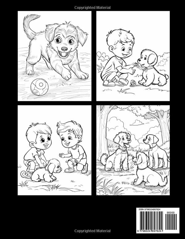 Playful Puppies and Children Back Cover