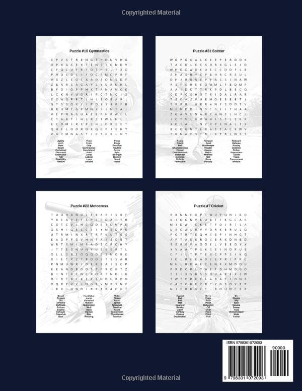 Sports Word Search Book Back Cover