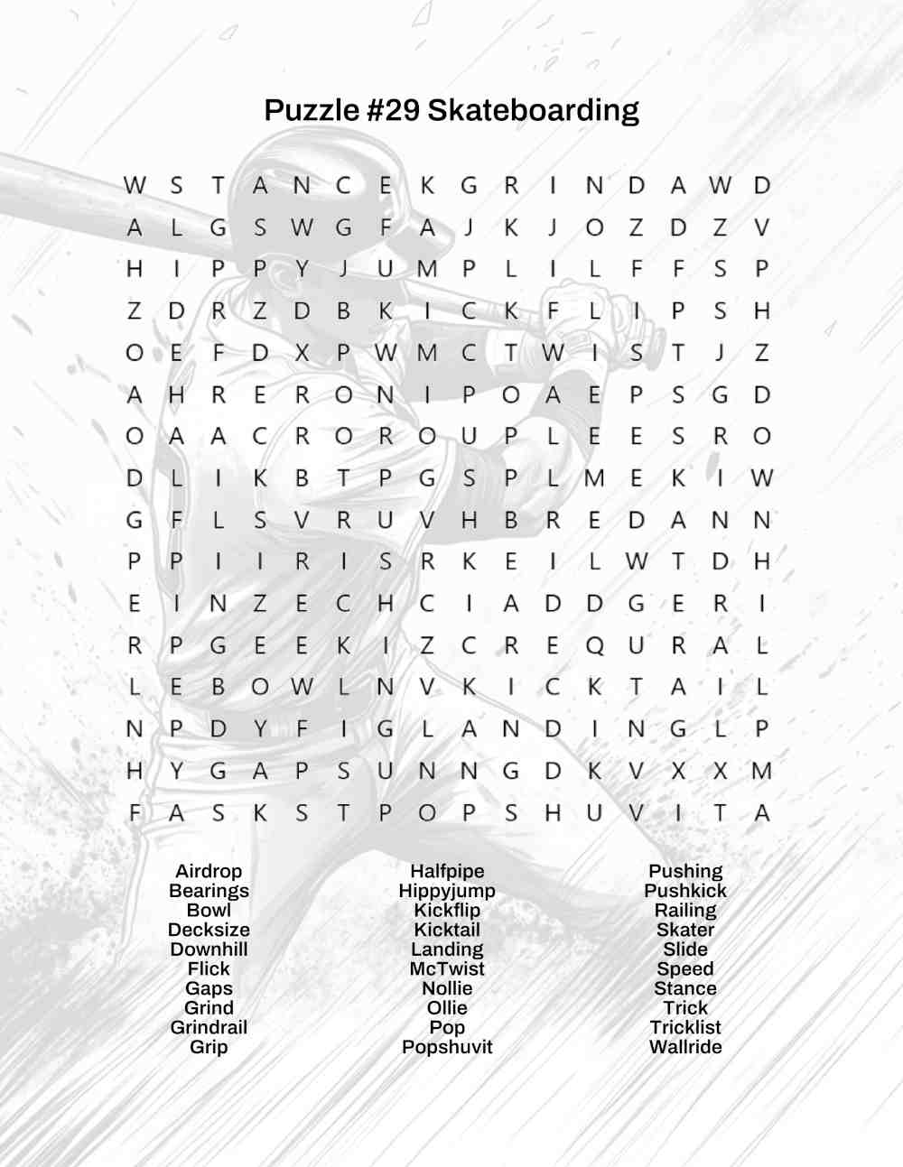 Sports Word Search Book Sample Page 1