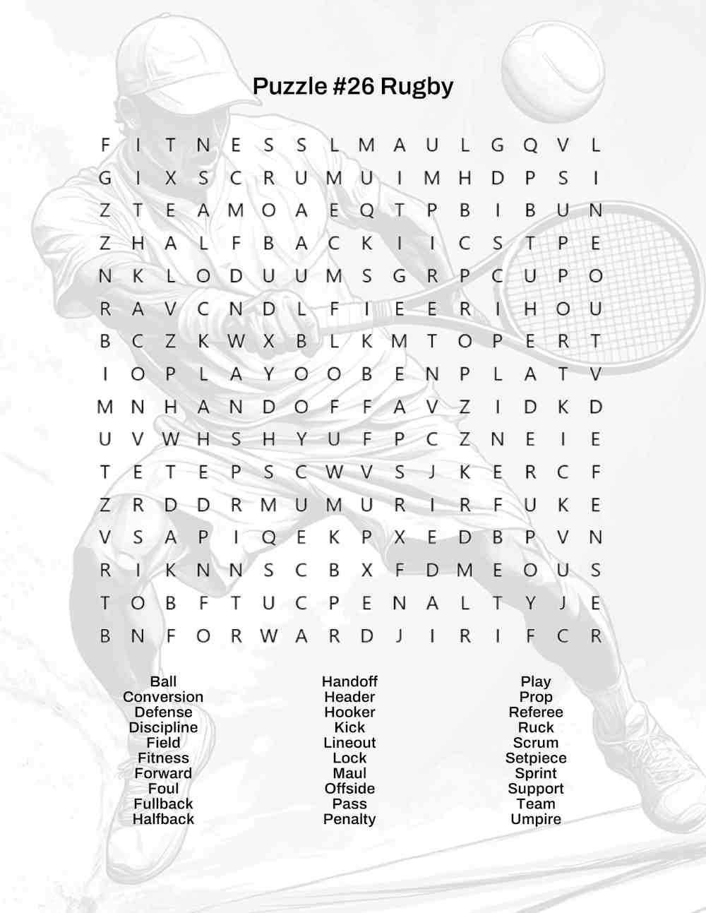 Sports Word Search Book Sample Page 3