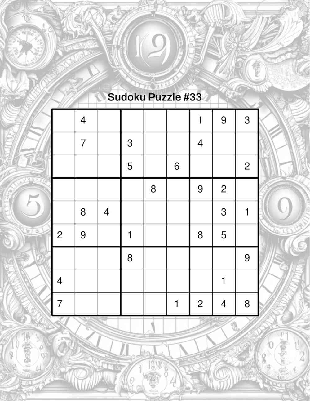 Difficult Sudoku Puzzles Book Sample Page 1